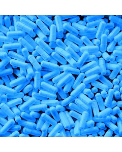 A pot of 120 count of LFA Machines Glacier Blue capsules size #00.