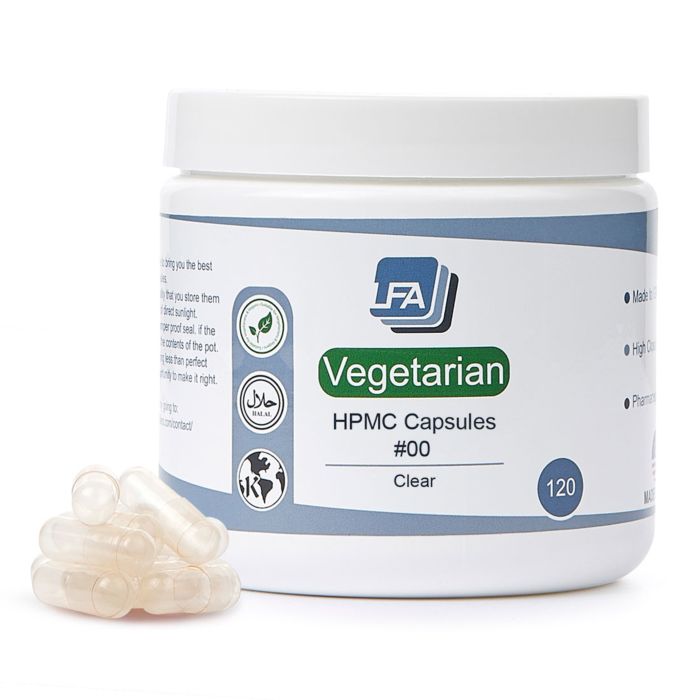 Empty HPMC Capsules Size 00 Clear Vegan & Vegetarian Caps