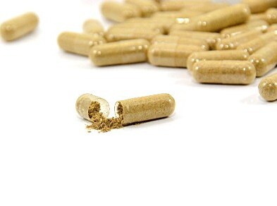 Separated capsule with material leaking in front of several filled capsules